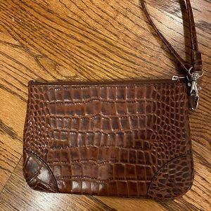 Brown leather wristlet